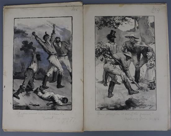 Walter Syndey Stacey (1846-1929). A set of 6 monochrome watercolour illustrations for The Yellow